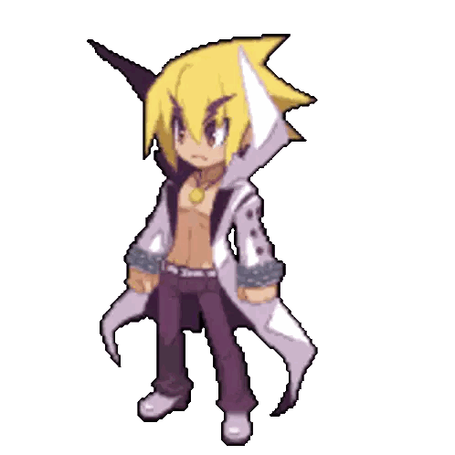 A Pixel Art Drawing Of A Boy With Yellow Hair And A Hood Sticker