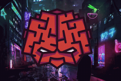 A Pixel Art Drawing Of A Brain With Chinese Writing GIF