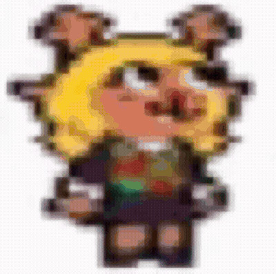 A Pixel Art Drawing Of A Cartoon Character With A Yellow Head GIF
