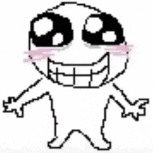 A Pixel Art Drawing Of A Cartoon Character With Big Eyes And A Big Smile On His Face . GIF
