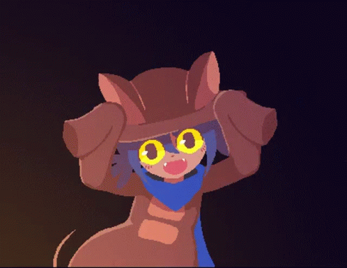 A Pixel Art Drawing Of A Cartoon Character With Big Yellow Eyes GIF