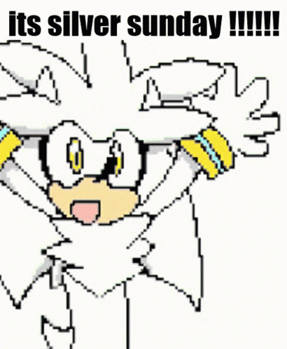 A Pixel Art Drawing Of A Cartoon Character With The Words " Its Silver Sunday " GIF