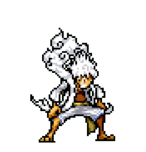 A Pixel Art Drawing Of A Cartoon Character With White Hair And Brown Boots Sticker