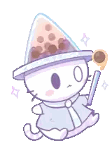A Pixel Art Drawing Of A Cat Wearing A Wizard Hat Sticker