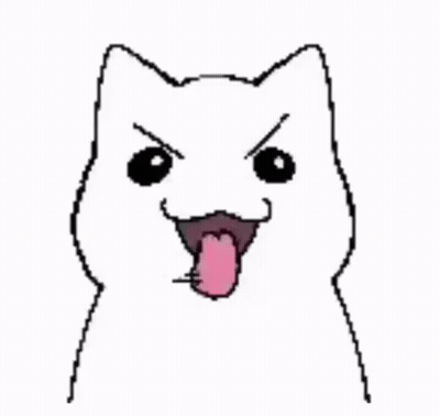 A Pixel Art Drawing Of A Cat With Its Tongue Hanging Out . GIF