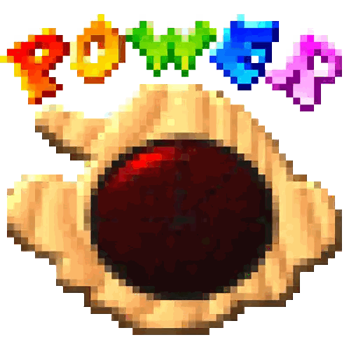 A Pixel Art Drawing Of A Cookie With The Word Power Written Above It Sticker