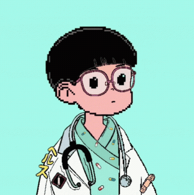 A Pixel Art Drawing Of A Doctor With A Stethoscope And Pills GIF