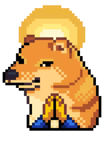 A Pixel Art Drawing Of A Dog Wearing A Hat Sticker