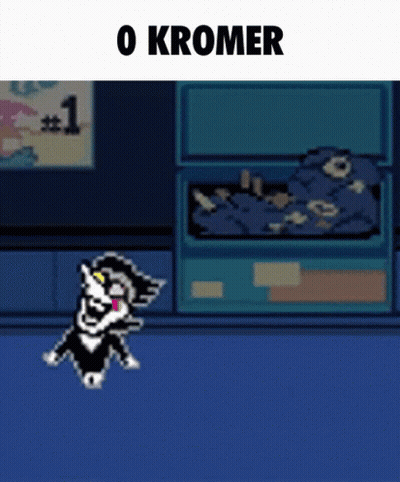 A Pixel Art Drawing Of A Dog With The Words O Kromer On The Bottom GIF
