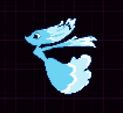 A Pixel Art Drawing Of A Duck With A Purple Background . GIF