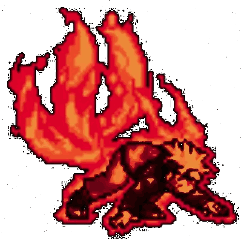 a pixel art drawing of a fireball with a white background