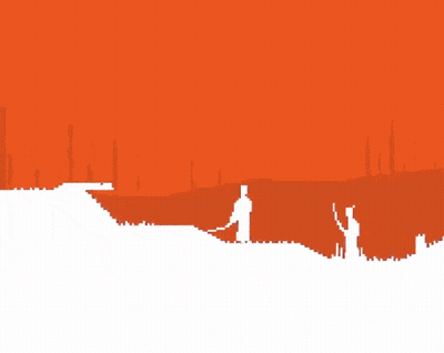 A Pixel Art Drawing Of A Forest With Trees In The Background GIF