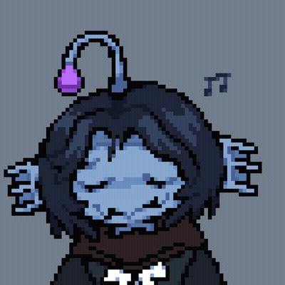 A Pixel Art Drawing Of A Frog With A Purple Flower On His Head GIF