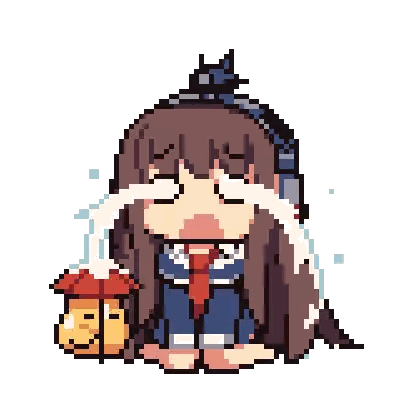 A Pixel Art Drawing Of A Girl Crying While Holding A Pumpkin . Sticker