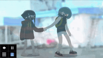 A Pixel Art Drawing Of A Girl Holding Another Girl 'S Hands GIF