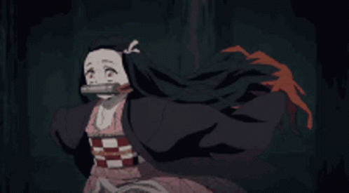 A Pixel Art Drawing Of A Girl In A Black Dress GIF
