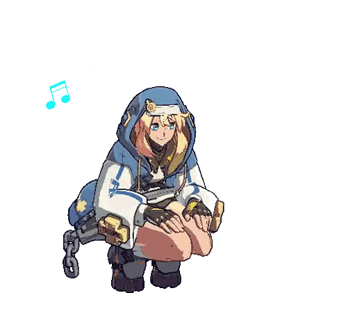 A Pixel Art Drawing Of A Girl In A Hooded Jacket Kneeling Down Next To A Music Note . Sticker