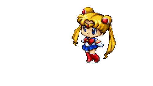 A Pixel Art Drawing Of A Girl In A Sailor Moon Costume Sticker