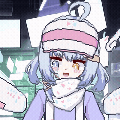 A Pixel Art Drawing Of A Girl Wearing A Scarf And Hat GIF
