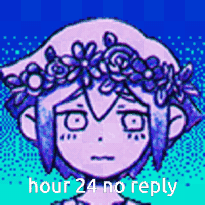 A Pixel Art Drawing Of A Girl With A Flower Crown On Her Head And The Words Hour 24 No Reply GIF