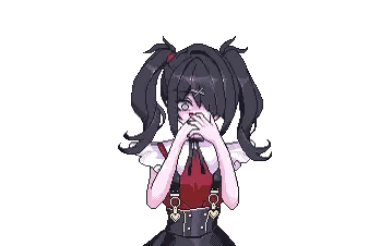 A Pixel Art Drawing Of A Girl With A Rainbow Coming Out Of Her Mouth . Sticker