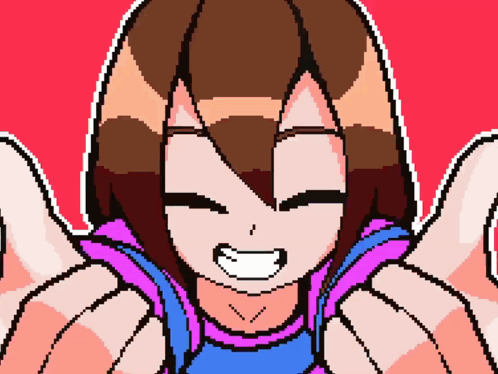 A Pixel Art Drawing Of A Girl With Brown Hair GIF