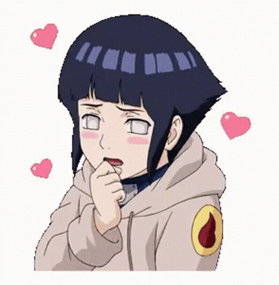 A Pixel Art Drawing Of A Girl With Hearts Around Her Head . GIF