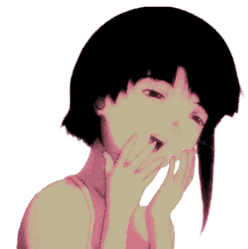 A Pixel Art Drawing Of A Girl With Her Mouth Open Sticker