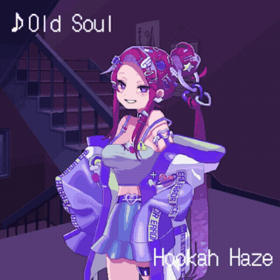 A Pixel Art Drawing Of A Girl With Hookah Haze Written On The Bottom GIF