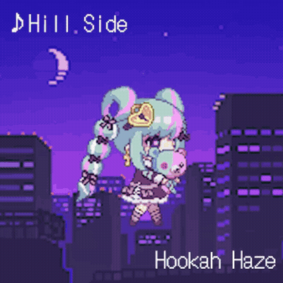 A Pixel Art Drawing Of A Girl With Hookah Haze Written On The Bottom GIF