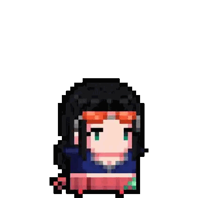 A Pixel Art Drawing Of A Girl With Long Black Hair And Glasses . Sticker