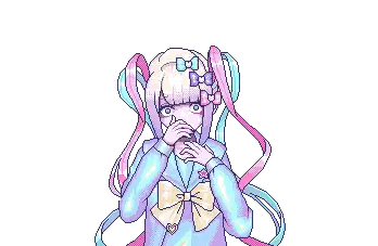 A Pixel Art Drawing Of A Girl With Pigtails And A Bow Sticker