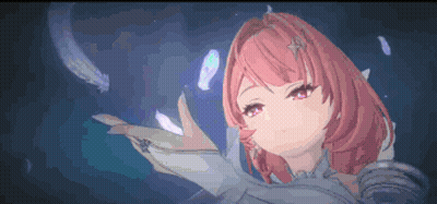A Pixel Art Drawing Of A Girl With Pink Hair And Red Eyes GIF