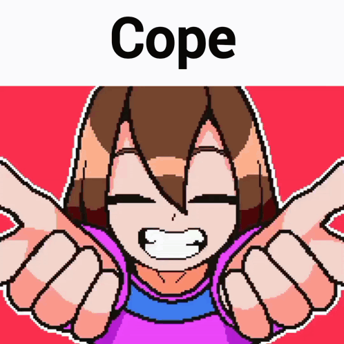 A Pixel Art Drawing Of A Girl With The Word Cope On The Bottom GIF