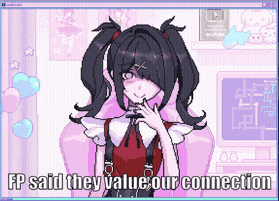 A Pixel Art Drawing Of A Girl With The Words Fp Said They Value Our Connection GIF