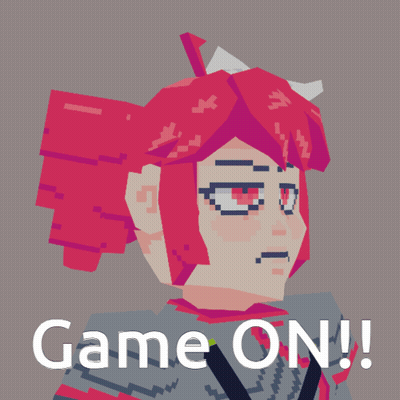 A Pixel Art Drawing Of A Girl With The Words Game On Written Below Her GIF