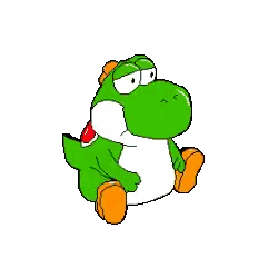 A Pixel Art Drawing Of A Green And White Yoshi Sticker