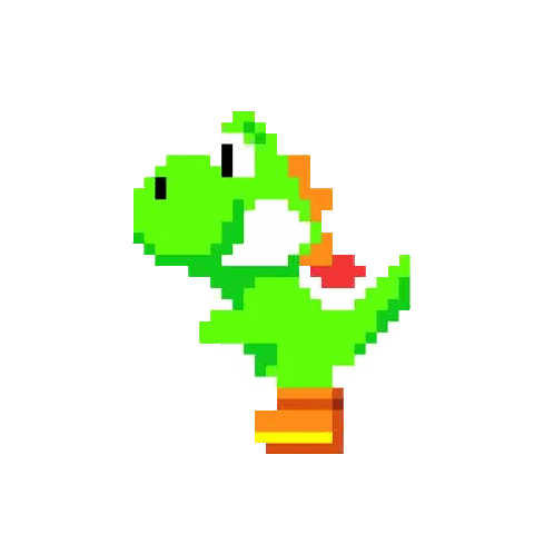 A Pixel Art Drawing Of A Green Dinosaur With A Red Tail . Sticker