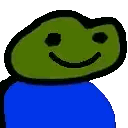 A Pixel Art Drawing Of A Green Frog With A Blue Shirt And A Smiling Face . Sticker