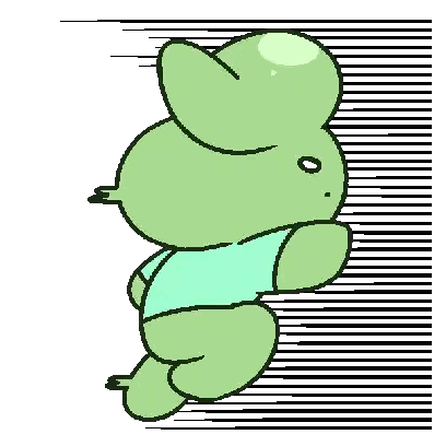 A Pixel Art Drawing Of A Green Frog With A Blue Shirt Sticker