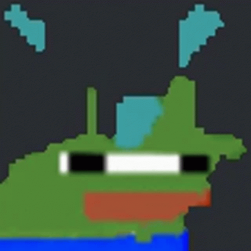 A Pixel Art Drawing Of A Green Frog With Speech Bubbles Coming Out Of Its Mouth . GIF