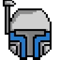 A Pixel Art Drawing Of A Helmet With A Blue Stripe On It . Sticker