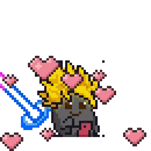 A Pixel Art Drawing Of A House Surrounded By Hearts Sticker