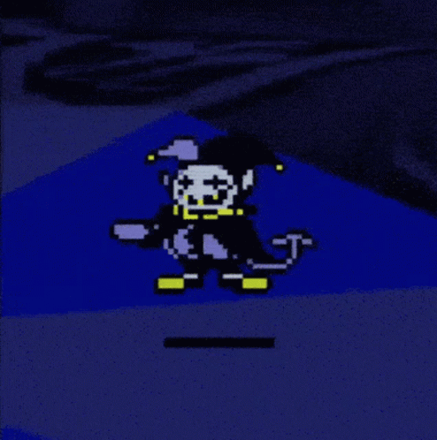 A Pixel Art Drawing Of A Jester With A Cat Tail GIF