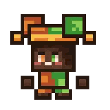 A Pixel Art Drawing Of A Jester With A Hat And A Scarf On A White Background . Sticker