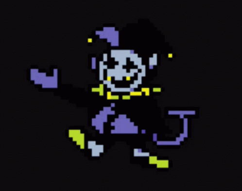 A Pixel Art Drawing Of A Jester With A Skull On His Face GIF