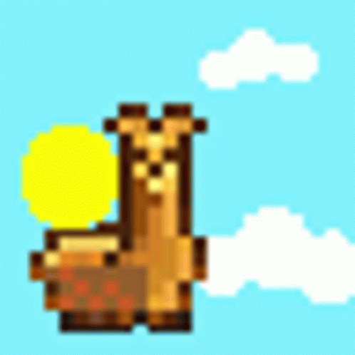 A Pixel Art Drawing Of A Llama Flying Through The Air GIF