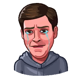 A Pixel Art Drawing Of A Man Crying With Tears Running Down His Face Sticker