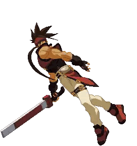 A Pixel Art Drawing Of A Man Holding A Red Sword Sticker
