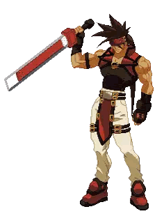 A Pixel Art Drawing Of A Man Holding A Red Sword Sticker